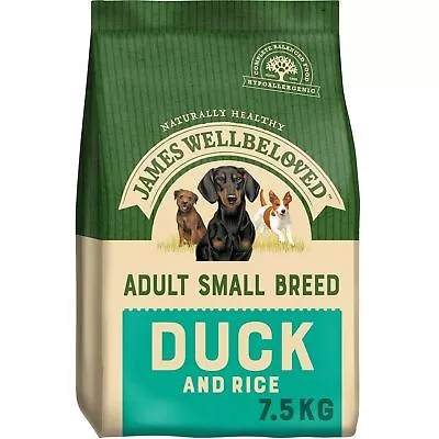 JAMES WELLBELOVED Small Breed Adult Dry Dog Food Duck Or Lamb & Rice 7.5kg • £41.40