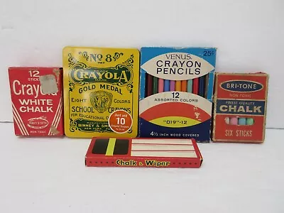 Lot Of Vtg Crayons & Chalk BRI-TONE CRAYOLA VENUS BINNEY & SMITH Blackboard Eras • $19.99