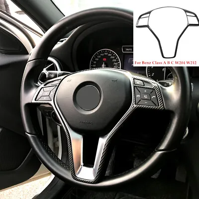 Carbon Fiber Decorator Steering Wheel Cover Trim For Benz Class A B C W204 W212 • $17.09