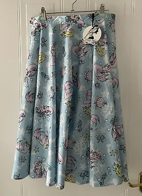 HELL BUNNY “ANDRINA” Retro Rockabilly Pin Up  Blue Mermaid Circle Skirt L/UK 14 • £19.99