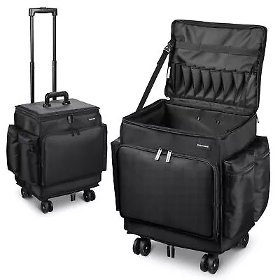 Byootique Portable Barber Station Rolling Hair Stylist Train Case Makeup Trolley • $99.90