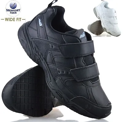 Mens Non Slip Memory Foam Wide Fit Walking Running Sports Strap Trainers Shoes • £16.95