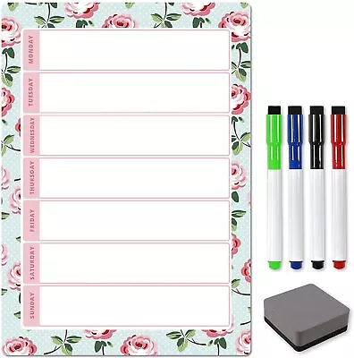 £14.95 • Buy Fridge Weekly Planner Dry Erase Magnetic Calendar Dry Wipe To Do List Whiteboard