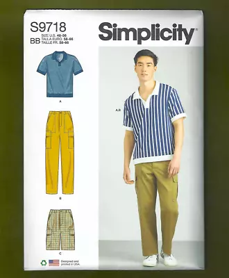 Men's Cargo Pants & Shorts Sewing Pattern ~ Shirt (Sizes 48-56) Simplicity 9718 • $12.85