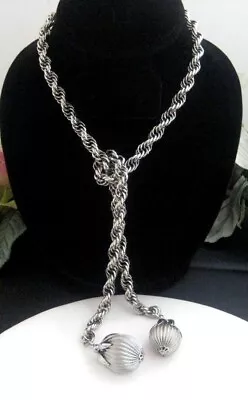 Vintage Lariat Necklace Silvertone • $18.10