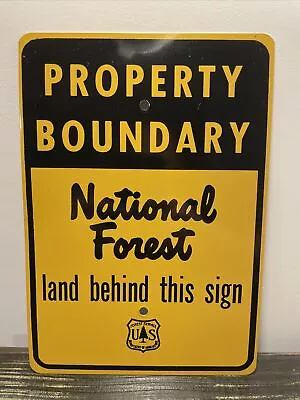 VINTAGE US FOREST SERVICE Property Boundary Sign National Smokey Bear PARK Metal • $40