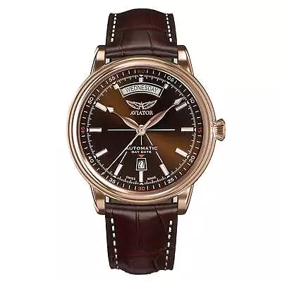 Aviator Brown Leather Men's Automatic Watch - V32022264 • $1599