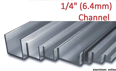 ALUMINIUM CHANNEL U  PROFILE 1/4  (6.4mm) Lengths 100mm - 2500mm • £5.95