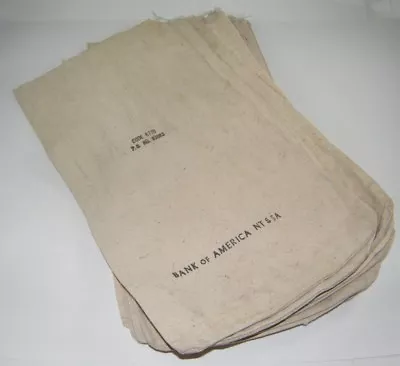 (10) Bank Of America (boa) Cloth  Deposit Bags ~ Original 19  X 10  Sale #1 • $36