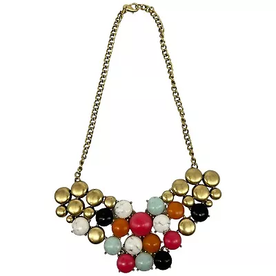 J Crew Multicolor Bubble Gold Tone Bib Chain Statement Necklace • $19.99