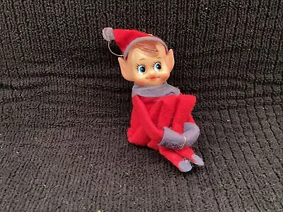 Poseable Kneeling Hugger Elf Pixie Vintage Christmas Ornament Shelf Sit 7 Inches • $11