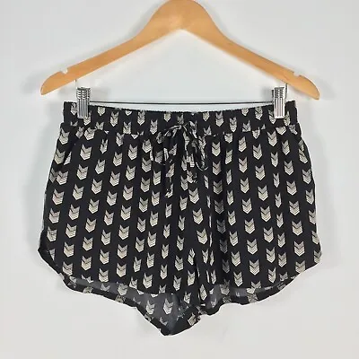 Supre Womens Shorts Size 10 Black Geometric Stretch Drawstring 016141 • $7.63