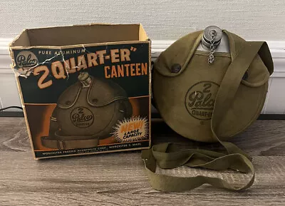 Vintage Palco Aluminum Canteen 2 Quart-Er Military Camping Crossbody Canvas Box • $28