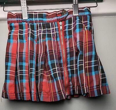 Girls Size 6 Children's Place 1989 Red Plaid Pleated Skirt With Built In Shorts • $10.99