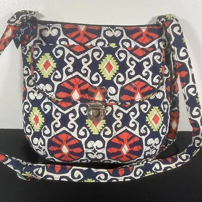 VERA BRADLEY HEATHER CROSSBODY SADDLE HIPSTER PURSE HANDBAG BLUE ORANGE Read Des • $7.50