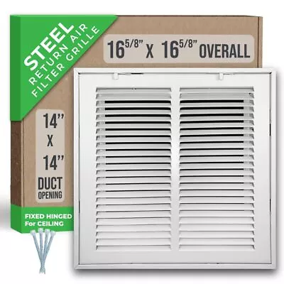 Handua 14W X 14H [Duct Opening Size] Steel Return Air Filter Grille [Fixed Hinge • $61.72