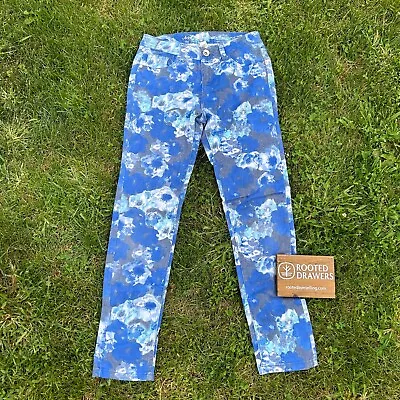 Justice Blue Jeans Floral Casual Cotton Straight Leg White Pattern Girls Sz 12R • $12.99