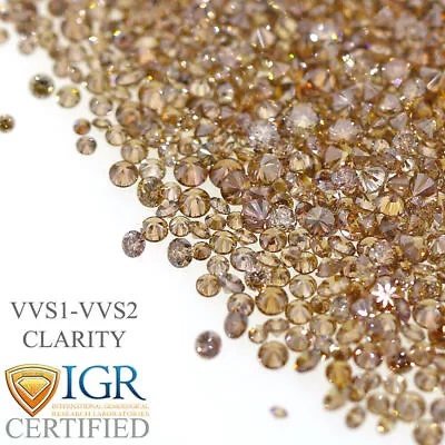 CERTIFIED Round Fancy Champ Color VVS 100% Loose Natural Diamond Wholesale Lot • £11.30