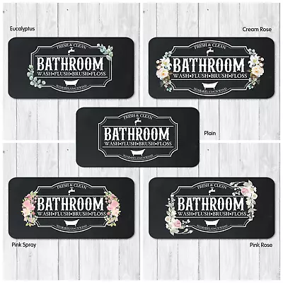 Black Bathroom Door Sign Name Plaque Metal - Plain Or Floral • £5.99