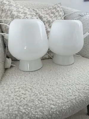 Habitat Lucetta Glass Mushroom White Table Lamp With In Line Switch & Free Bulbs • £15.99