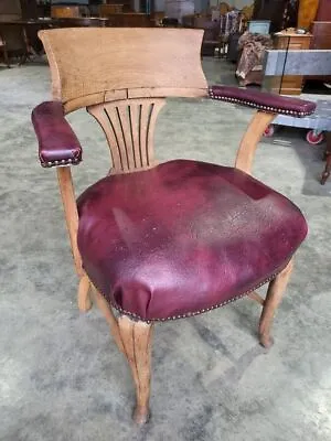Vintage 20thC Sprung Walnut Office Chair Cabriole Legs Armchair • £195