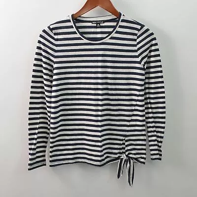 J Crew Mercantile Side Tie Top Navy Blue Striped Crew LS T-shirt Womens XS • $5.58