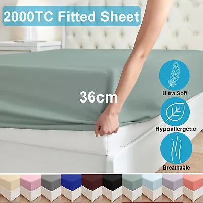 Luxury Extra Deep Fitted Sheet Ultra Soft Double/Queen/King Size Bed Sheet Cover • $9.36