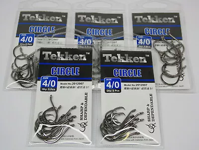 Tekken Circle Hooks X5 Packs Size #4/0 Chemically Sharpened Fishing Hooks • $24.95