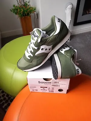 Saucony Mens DXN Retro Trainers Green And White Colourway Size 8 UK Eur 42.5 • £100