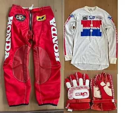 Vintage JT RACING USA Pants Mesh Jersey Gloves Set 80's Motocross HONDA Unused • $789