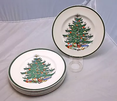 Set Of 6 Myott Staffordshire Ware Christmas Tree Luncheon Dessert Plates • $24