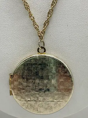 Vintage Marvel 12k Yellow Gold Filled Round Locket Pendant 20  Necklace • $24.99