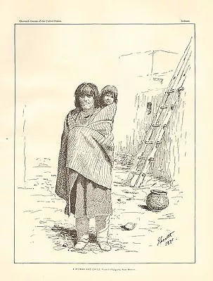 New Mexico A Woman And Child Pueblo Of Laguna New Mexico By J. Scott 1890 • $21.60