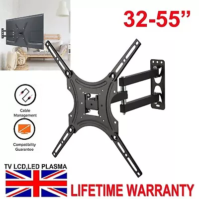 Full Motion TV Wall Mount Bracket Swivel Tilt 32 40 42 50 55 Inch LED LCD Plasma • £14.95