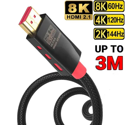 $9.99 • Buy HDMI 2.1 Cable EARC HDR High Speed 8K 4K 120Hz For Splitter Switcher HDMI 2.0 AU