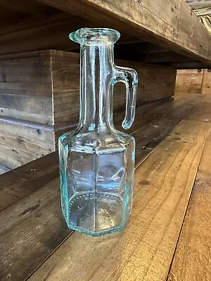 Mod Dep Italy Vintage Aqua 250ml 7x3 Glass Pour Bottle With Handle • $14.95