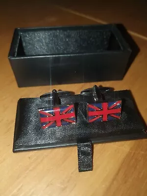 Vintage British Union Jack Flag Cuff Links Boxed Stainless Steel 18mm X 12mm • $45