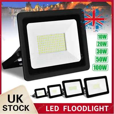 10-100W  LED Floodlight Outside Light Security Flood Outdoor Garden Spotlights • £7.98