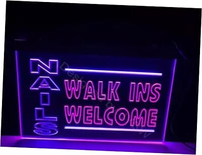NAIL-S WALK-INS WELCOM Neon SignLed Neon Open Lights For Shop Bar Club Pub  • $62.32