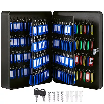 VEVOR Key Cabinet Steel Lock Box W/ 240 Capacity Colored Key Tags & Hooks Black • $66.99