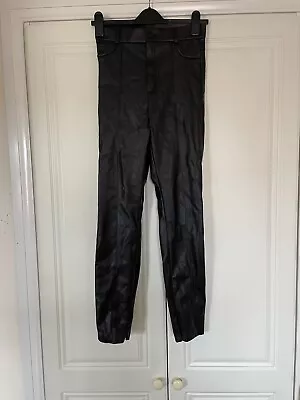 Zara Black Faux Leather Leggings / Skinny Trousers Size Small • £6