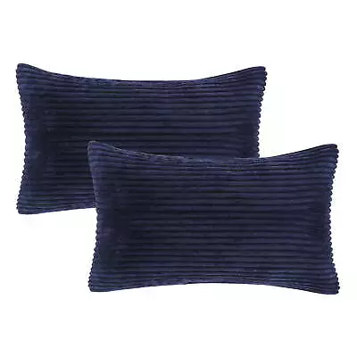 2 Pack Soft Corduroy Striped Velvet Rectangle Decorative Throw Pillow 12  X 20  • $18.25