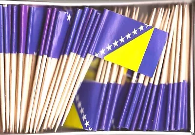 Box Of 100 Bosnia Toothpick Flags 100 Small Mini Bosnian Flag Cupcake Picks • $5.95