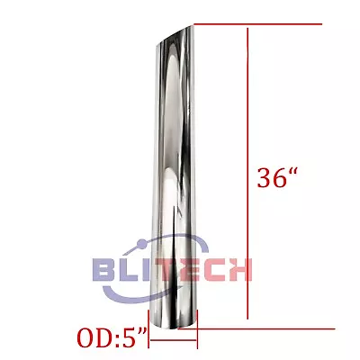 Chrome 5 Inch 5  OD X 36 Stack Pipe Mitre Cut Truck Exhaust Pipe • $89.90