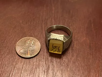 Yellow Yemeni AQEEQ Zard Agate Akik Hakik Silver Sufi Shia Ya Zahra Ring 8.5 • $135