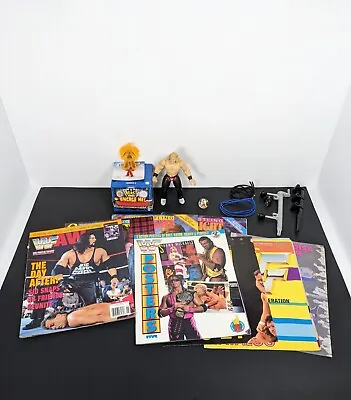 Vintage WWF Wrestling Mixed Lot Magazines Catalogs Figures Warrior Michaels 90's • $44