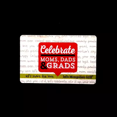 Bd's Mongolian Grill Celebrate Mom & Dad NEW COLLECTIBLE GIFT CARD $0 #6276 • $5.55