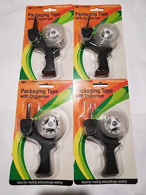 4 Pack Of Packaging Tape With Tape Gun Dispenser Shipping Sealing Roll Cutter • $12.99