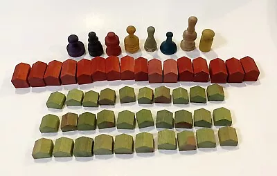 Vintage Wooden Monopoly Game Pieces Lot Of 52 Parker Brothers 1954 • $16.99