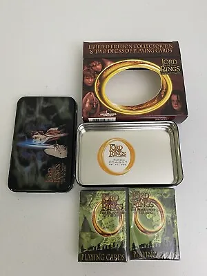 Lord Of The Rings Playing Cards Limited Edition Collector Tin And Two Decks 2002 • £11.11